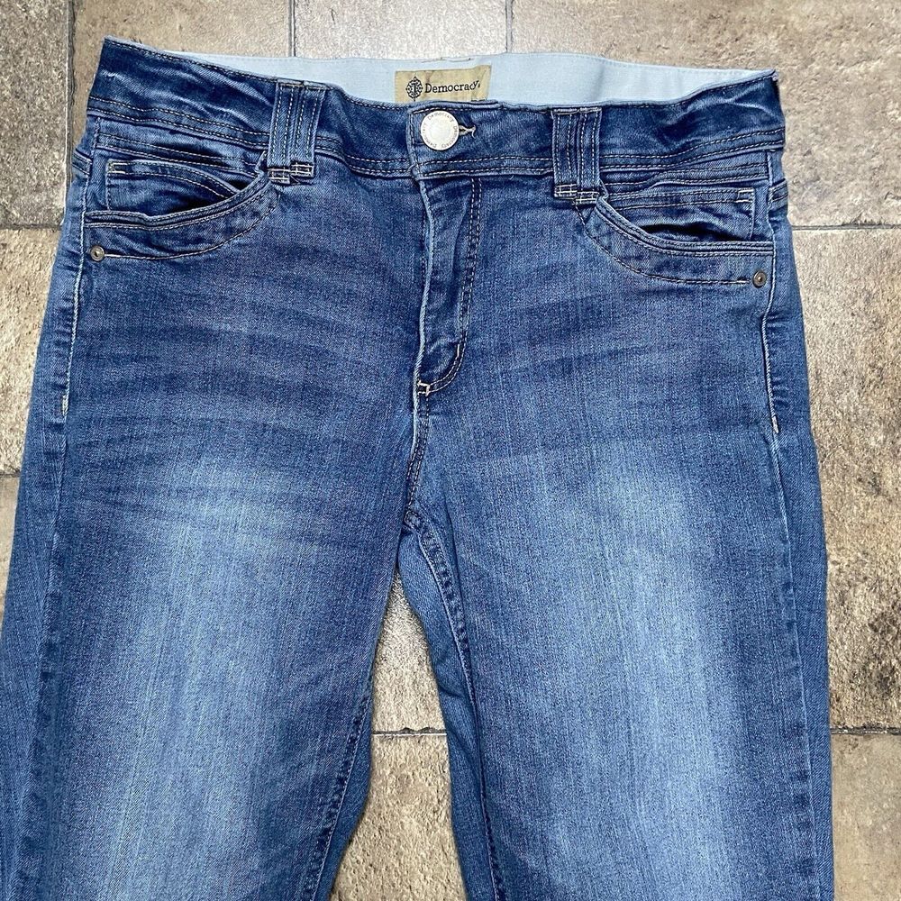 Democracy Ab Technology Jeans Womens 12/34x27 Blue Distressed Mid Rise - Picture 3 of 10